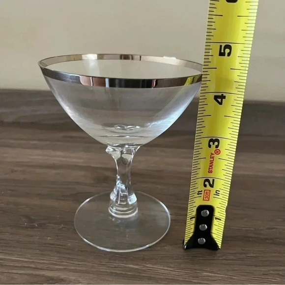 VTG Fostoria Crystal Silver Rimmed Wine Martini Glass Set of 2 - Picture 7 of 9